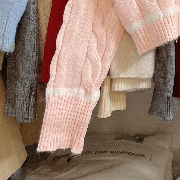 🌸 Cute Pink Cable Knit Ruffle Collar Cardigan - Picture 5 of 5